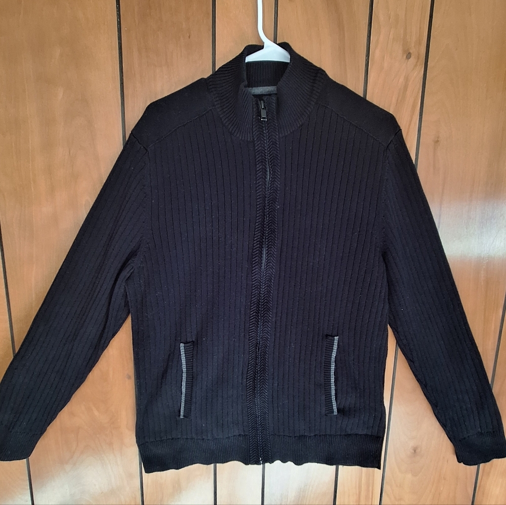 Alfani Black Ribbed Cotton Sweater